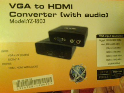 VGA to hdmi Converter(with audio) model YZ-1803