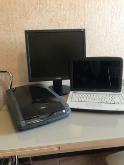 Принтер-сканер, ноутбук и монитор