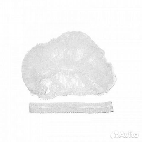Шапочка одноразовая спанбонд Шарлотта белая 100шт