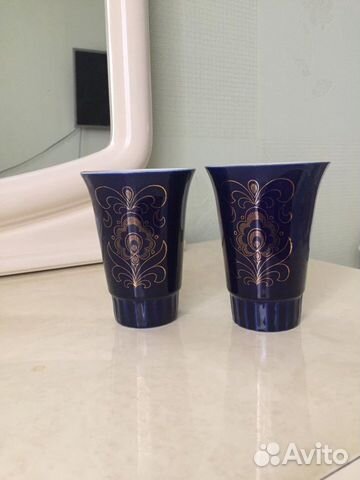 Чашка бокал фарфор кобальт позолота СССР