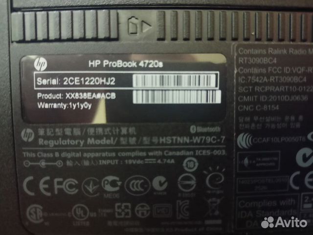 Ноутбук HP ProBook 4720S запчасти