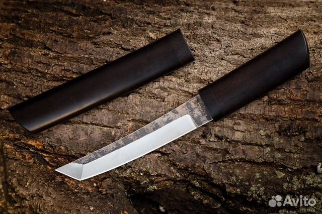 Нож Танто из кованой стали х12мф деревянные ножны