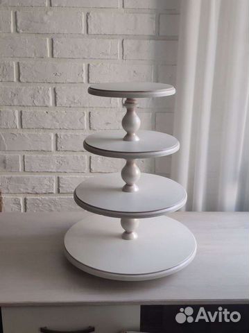Подставка этажерка для торта и десертов деревянная