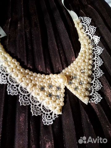 Воротник нарядный, расшитый бусинками