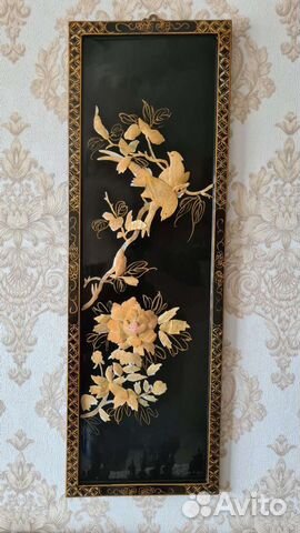 Панно из дерева. Лак.Кость. 1930-50г. Китай;Япония