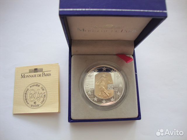Франция 5 евро 2002 Прощание с франком Золото 2,7г