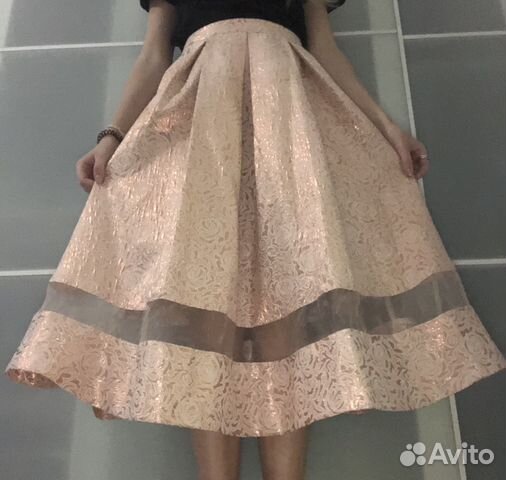 Праздничная юбка миди переливающаяся ткань