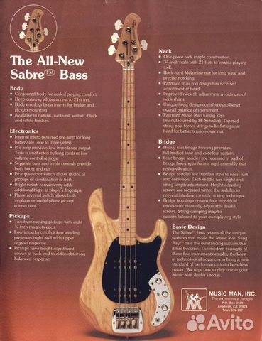 Music Man Sabre Bass (Pre-Ernie Ball) 1979 USA Music Man Sabre Bass (Pre-Ernie Ball) 1979 USA