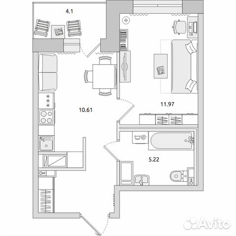 1-к квартира, 37.7 м², 14/20 эт. 1-к квартира, 37.7 м², 14/20 эт.
