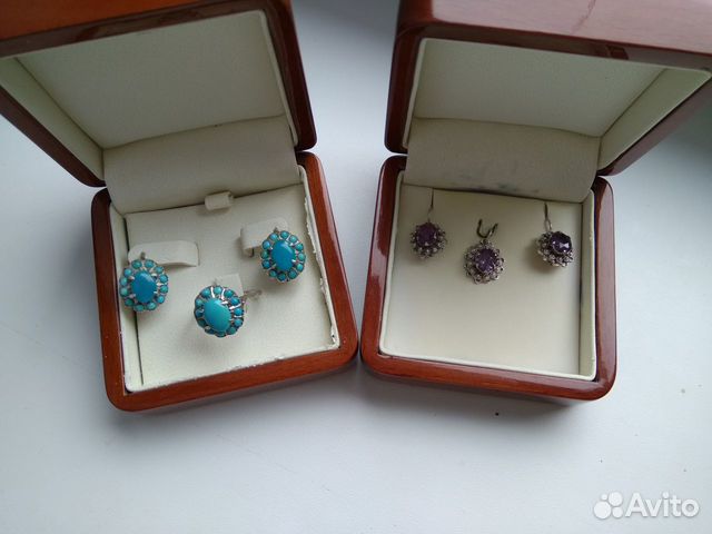 Серебро серьги кольцо полудрагоценные камни
