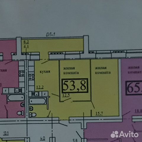 2-к квартира, 54 м², 1/9 эт.