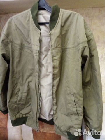 Ветровка мужская двусторонняя бежевого и болотного