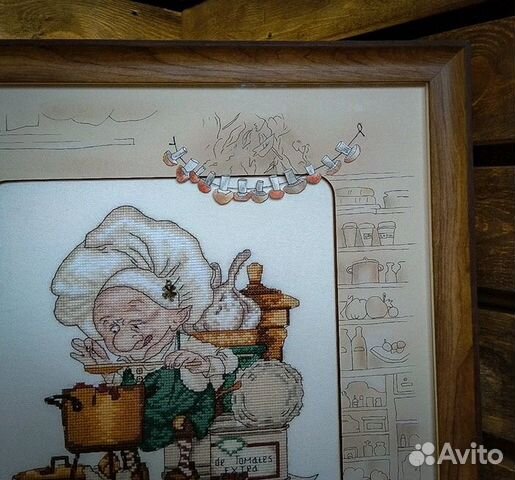 Картина вышитая крестиком «Томатный суп» Картина вышитая крестиком «Томатный суп»