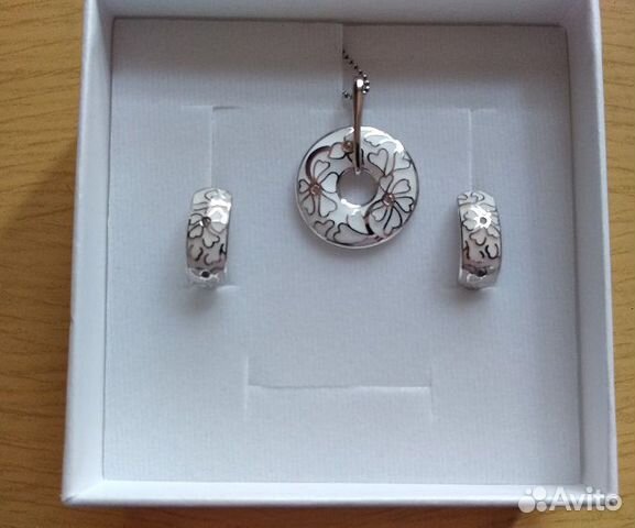 Комплект серьги и подвеска, серебро, эмаль Комплект серьги и подвеска, серебро, эмаль