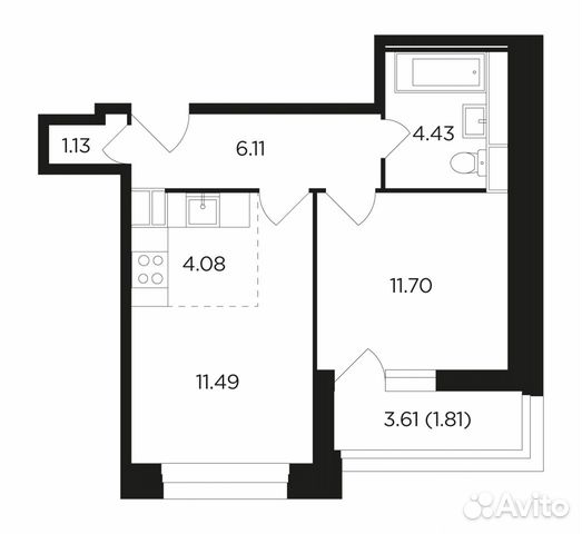 2-к квартира, 40.8 м², 3/22 эт.