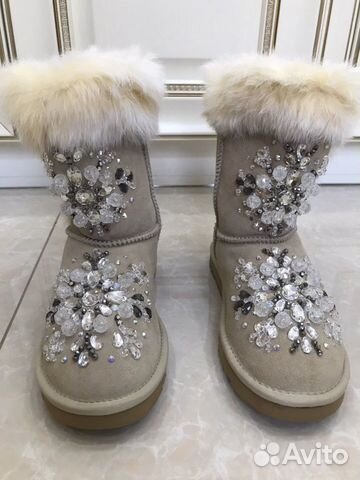 Угги натуральные новые стразы ручная работа