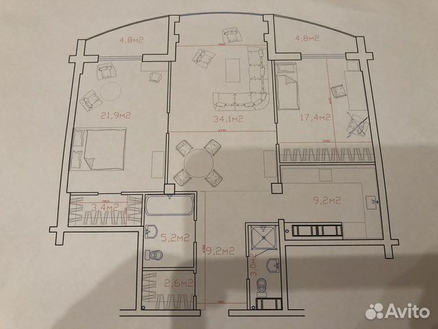 3-к квартира, 110.8 м², 9/13 эт. 3-к квартира, 110.8 м², 9/13 эт.