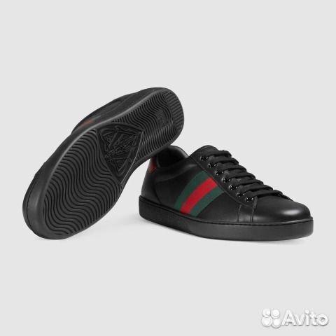 Черные кеды Gucci Ace из кожи Черные кеды Gucci Ace из кожи