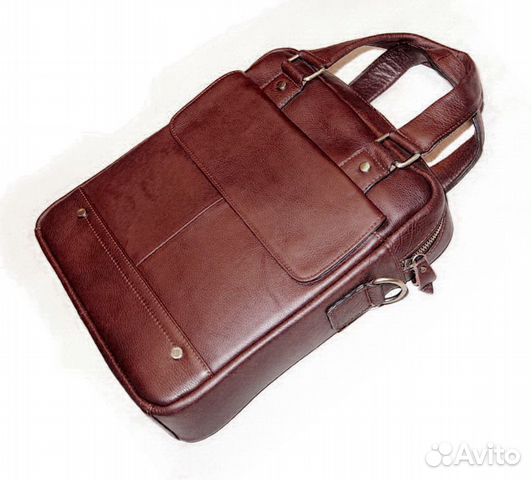Мужская кожаная сумка vertical brown 30х25 new