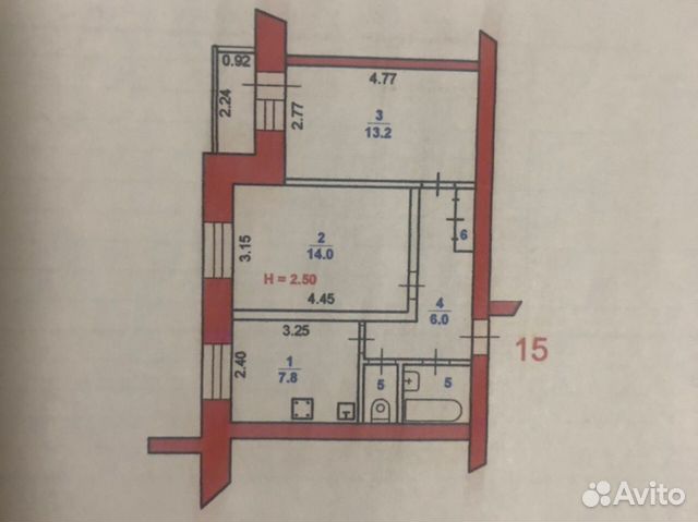 2-к квартира, 50 м², 4/9 эт.