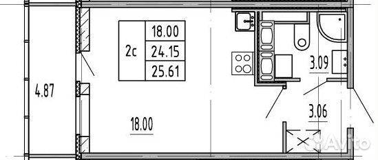 Студия, 24.2 м², 11/12 эт. Студия, 24.2 м², 11/12 эт.