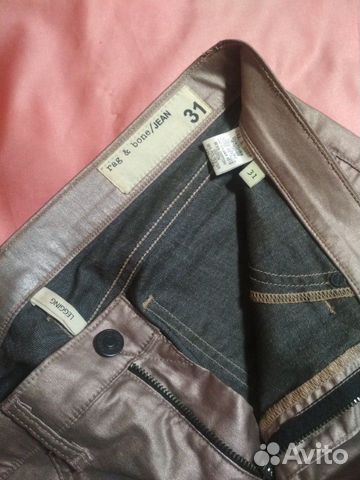 Джинсы Rag& bone скинни с покрытием металлик