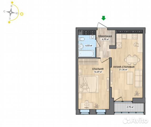 1-к квартира, 49.8 м², 18/25 эт.