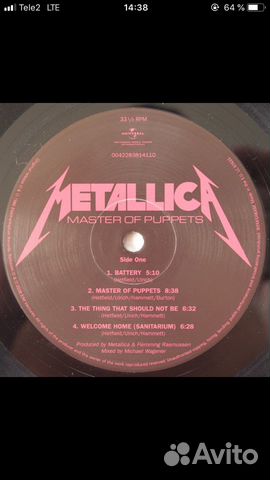 Винил Metallica “Master of Puppets” 1986,RE Винил Metallica “Master of Puppets” 1986,RE
