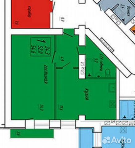 1-к квартира, 52 м², 4/14 эт.