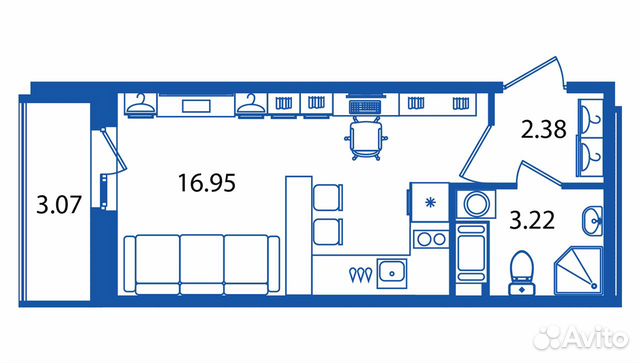 Студия, 24 м², 11/19 эт. Студия, 24 м², 11/19 эт.