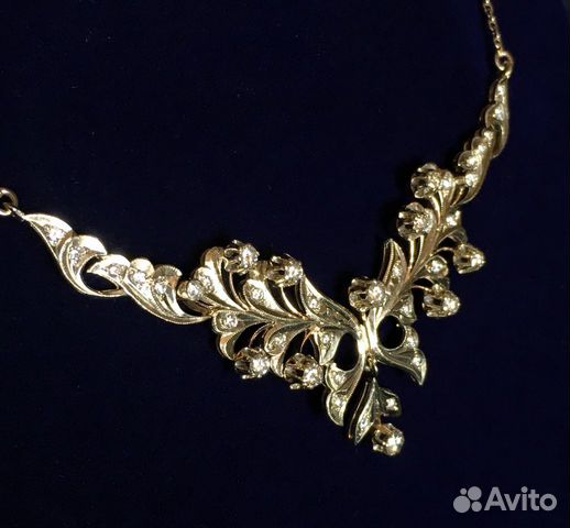 Золотое колье с бриллиантами, 583 пр, СССР Золотое колье с бриллиантами, 583 пр, СССР