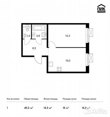 1-к квартира, 40.2 м², 5/23 эт.