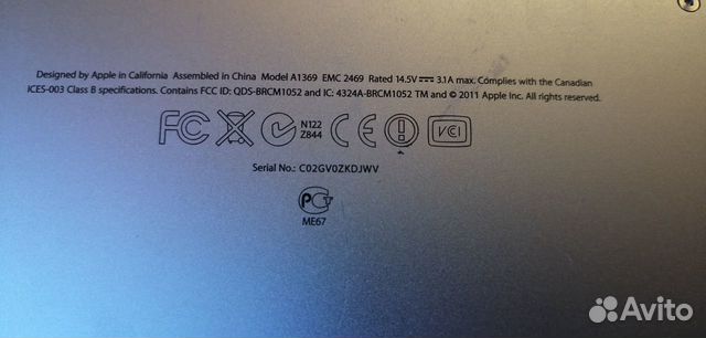 MacBook Air A1369 донор на запчасти 2011г