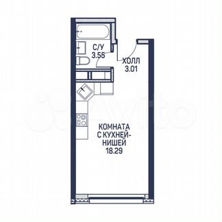 Квартира-студия, 24.9 м², 18/22 эт.