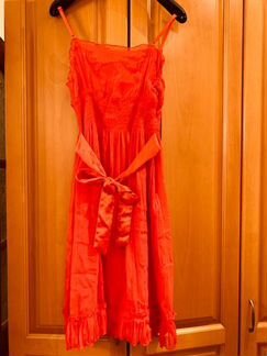 Сарафан-Платье шёлк красный новое S