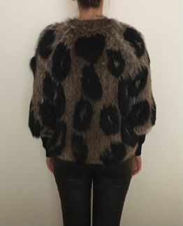 Вязаный жакет Yves Salomon, мех лиса/енот