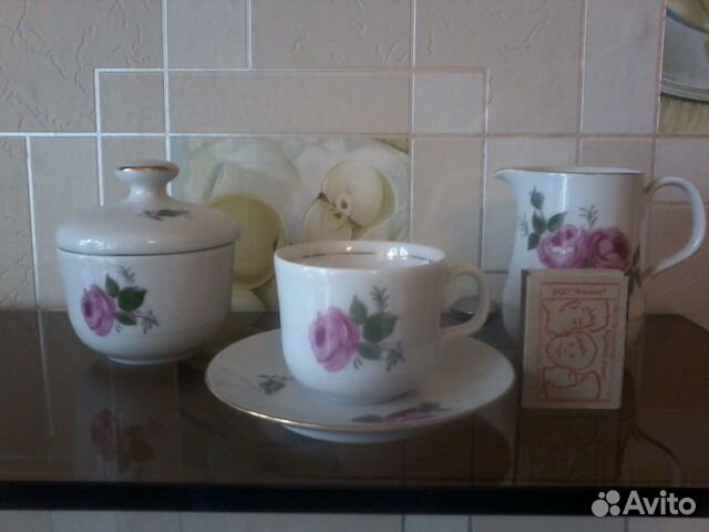 Кофейная пара, молочник и сахарница Кахла, гдр