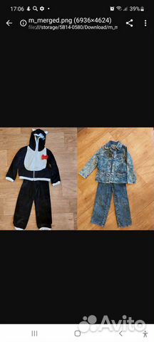 Джинсовый комбинезон и джинсовая куртка 104