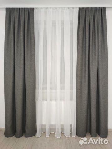 Шторы рогожка блэкаут графит
