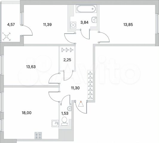 3-к. квартира, 78,1 м², 3/4 эт.