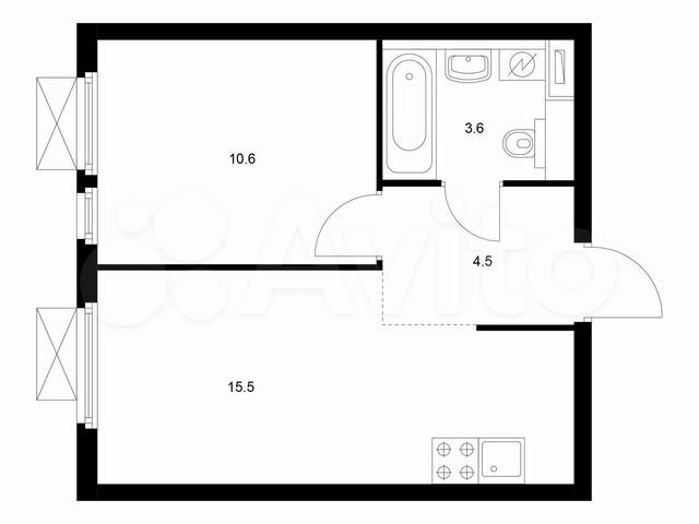 1-к. квартира, 34,2 м², 14/19 эт.
