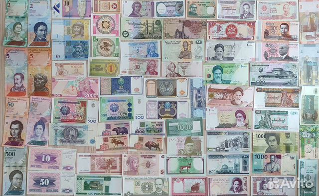 Большой набор новых банкнот 68шт