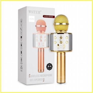 Оригинальный микрофон караоке Wster WS-858 золото