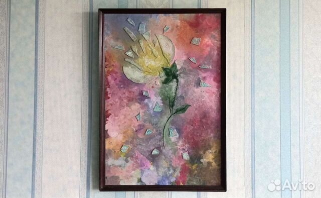 Картина (Панно) 60 х 40 см Цветок В раме Хэндмейд