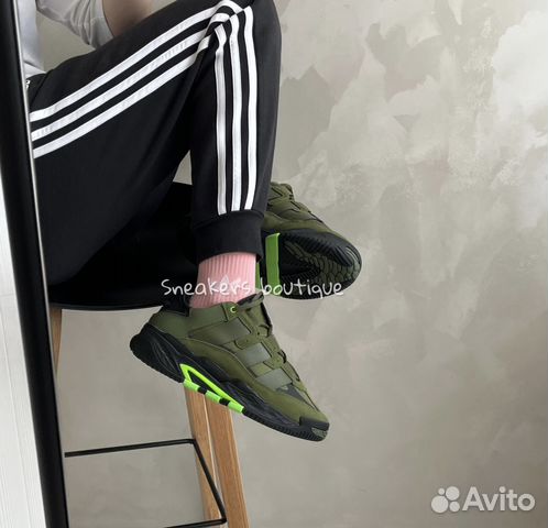 Кроссовки зимние Adidas Niteball Черные Зеленые