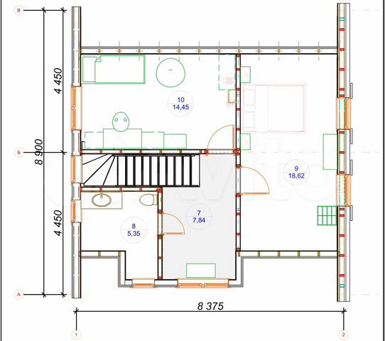 Коттедж 115 м² на участке 9 сот.