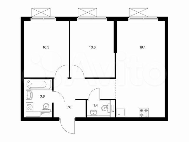 2-к. квартира, 53 м², 13/25 эт.