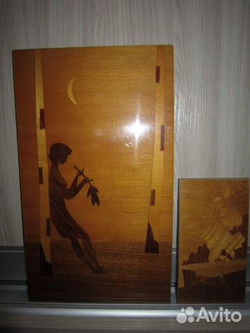 Картина и ваза из дерева СССР