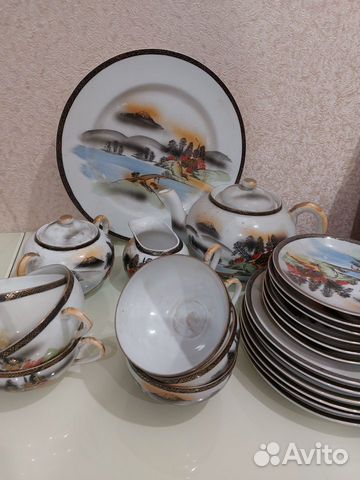 Сервиз, фарфор, Япония, гейши, литофания, комплект