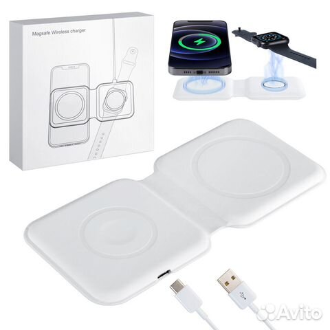 Беспроводное зарядное устройство магнитное 2в1